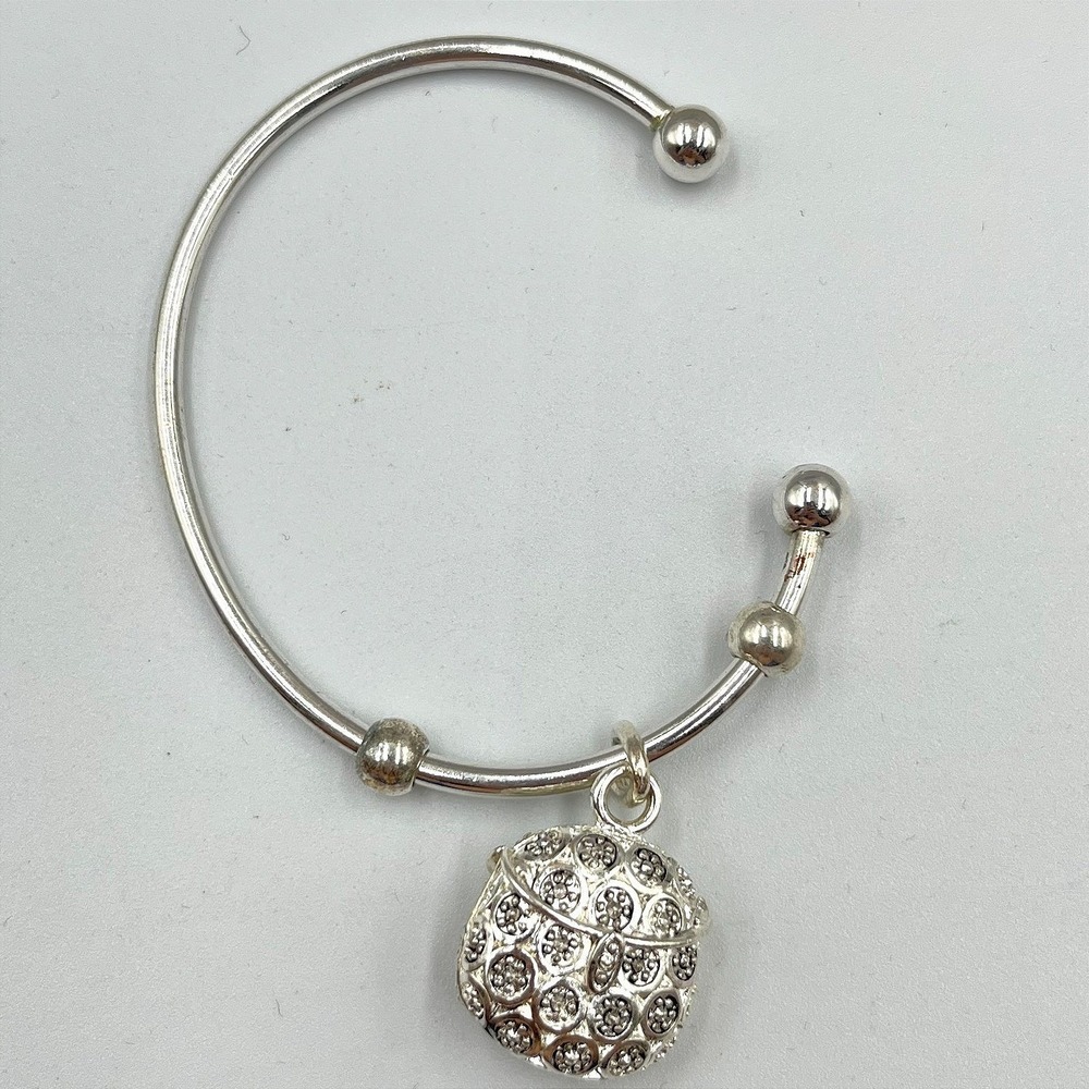Vintage Y2K Silver Tone Purse Charm Cuff Bracelet Retro Boho Style‎ Classic